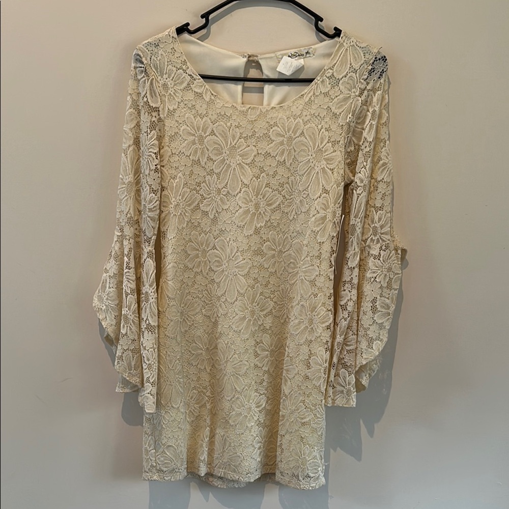 Elegant Cream Lace Mini Dress